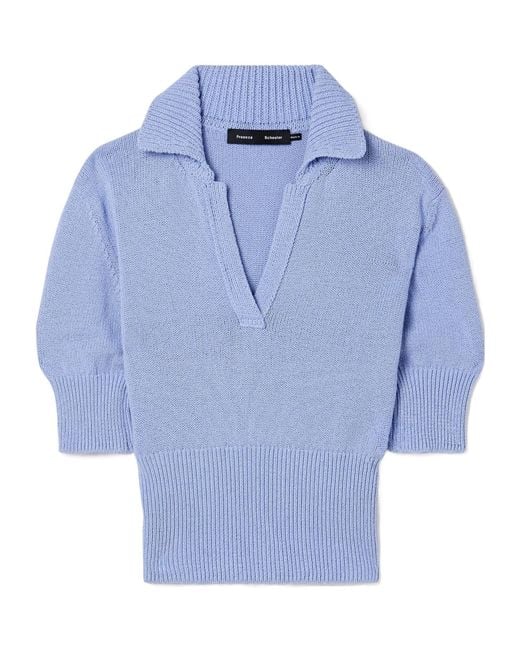 Proenza Schouler Blue Reeve Knitted Polo Shirt
