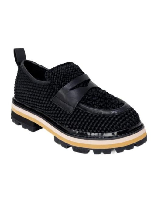 Ash Black Woven Detail Loafers