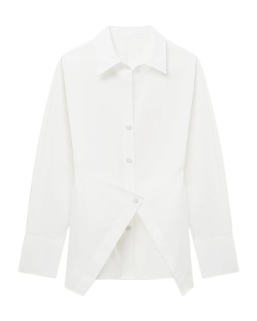 Helmut Lang White Button Asymmetric Cotton Shirt