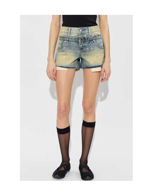 M I S B H V Blue Frayed Shorts