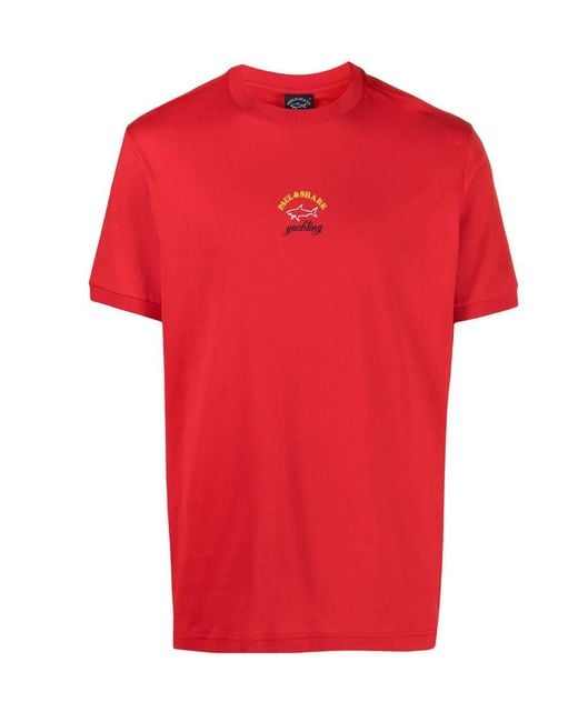 Paul & Shark Red Front Logo Print T-Shirt for men