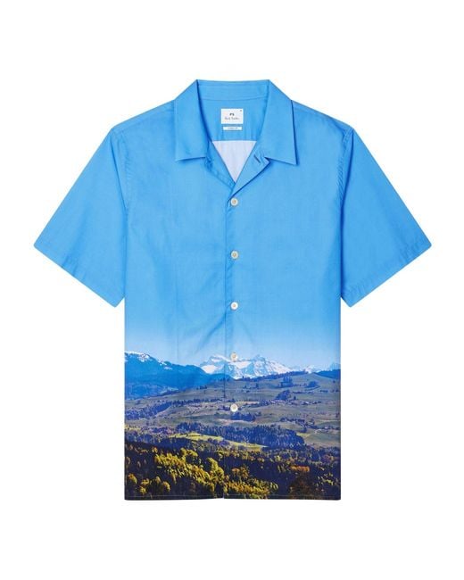 Paul Smith Blue Landscape Print Shirt for men
