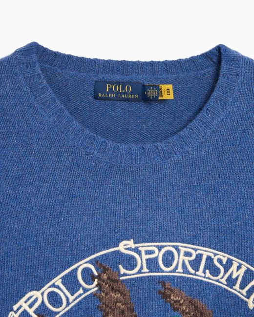 Polo Ralph Lauren Blue Logo Intarsia Sweater for men