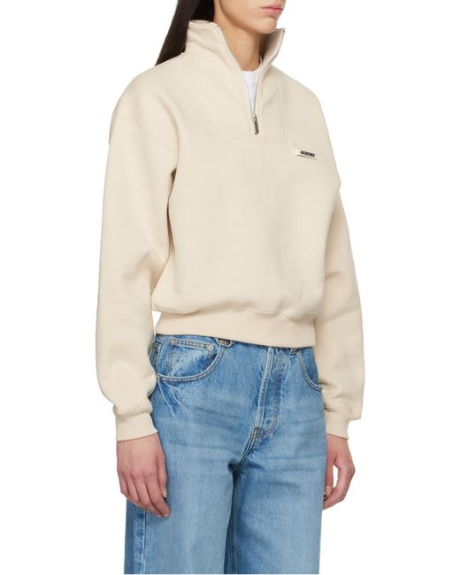 Jacquemus Natural The Gros Grain Zipped-Rollneck Sweatshirt