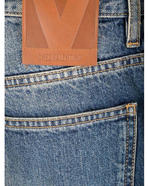 Valentino Blue Logo Patch Straight Leg Jeans for men