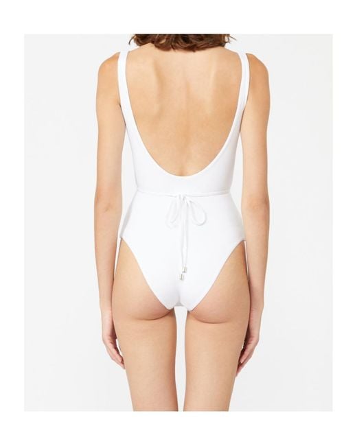 Max Mara White Bchcarisma Logo Printed One-Piece Swimsuit