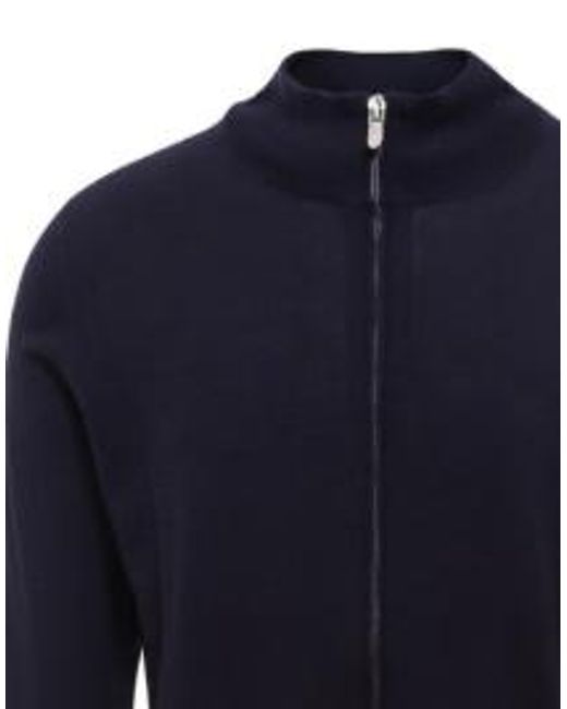 Brunello Cucinelli Blue Wool And Cashmere Zipped Cardigan for men