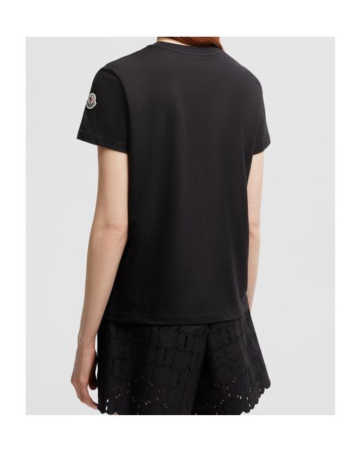 Moncler Black Embroidered Logo T-Shirt