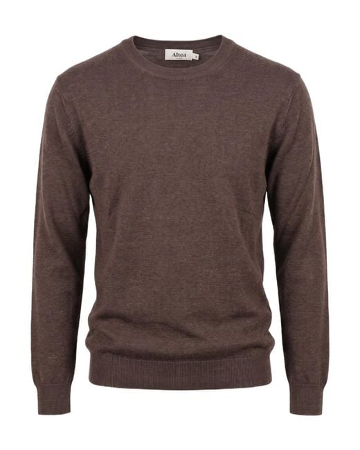 Altea Brown Long Sleeve Crew-Neck Sweater for men