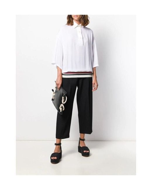 Loewe White Ribbed Trim Polo Shirt
