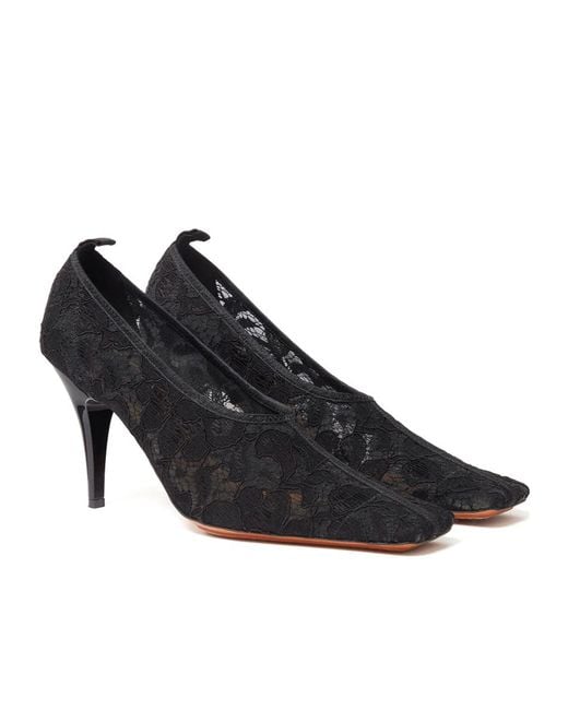 Stella McCartney Blue Square-Toe Lace Stiletto Pumps