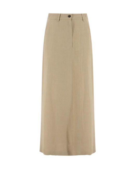 Antonelli Natural Slit Detail Midi Skirt