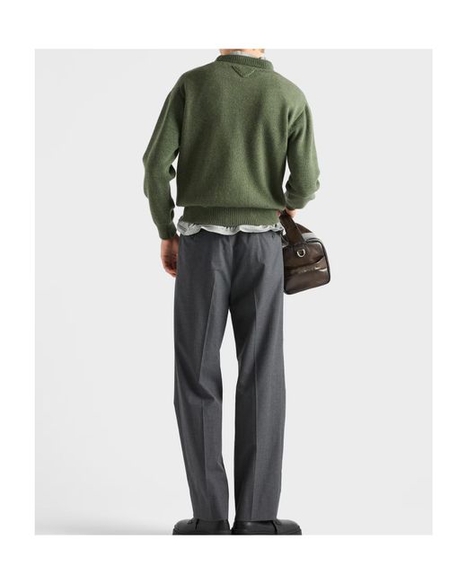 Prada Green Long-Sleeved Crewneck Jumper for men