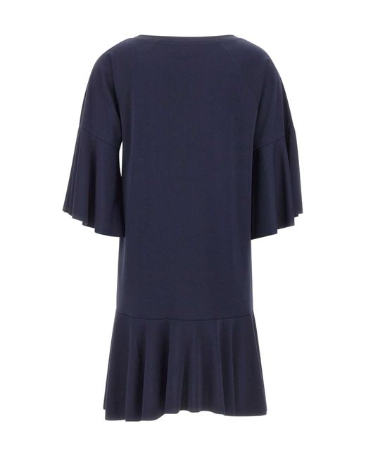 Kaos Blue Ruffled Raglan Sleeve Dress