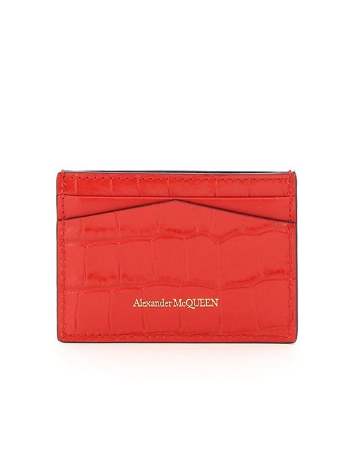 McQueen Red Skull Embossed Cardholder