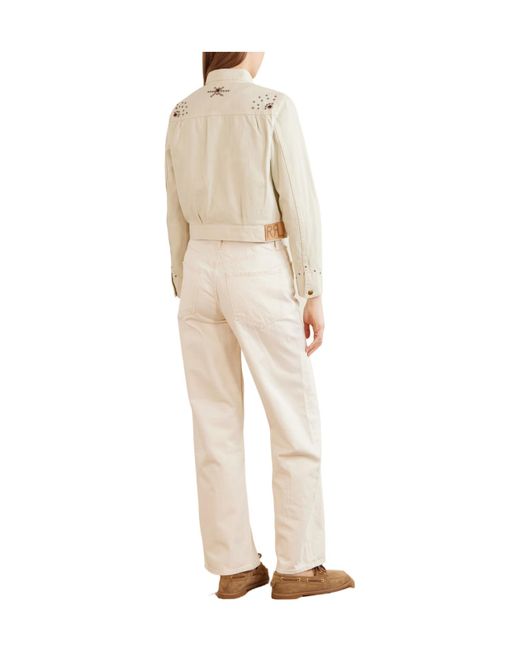 RRL Natural Ida Cropped Embellished Denim Jacket