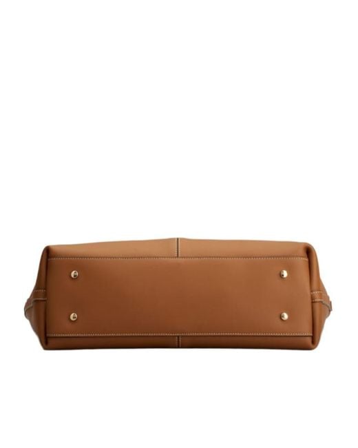 Tod's Brown Logo Plaque Medium-Small Shopping Bag
