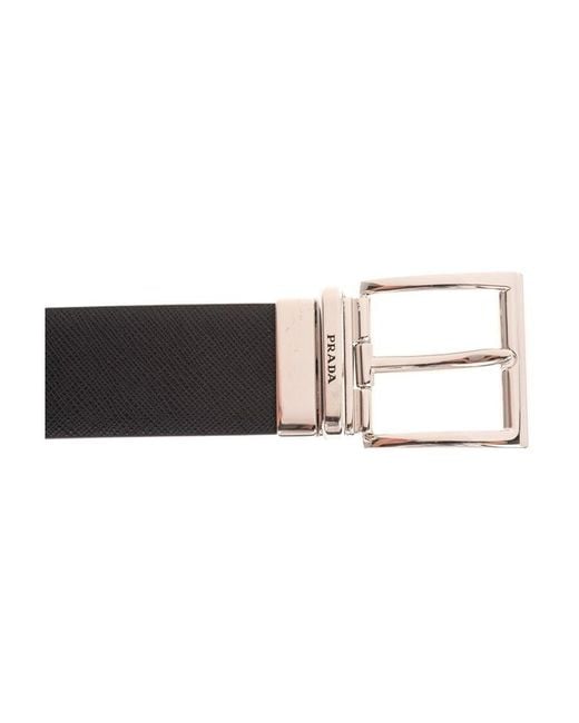 Prada White Logo-Detailed Reversible Buckle Belt for men