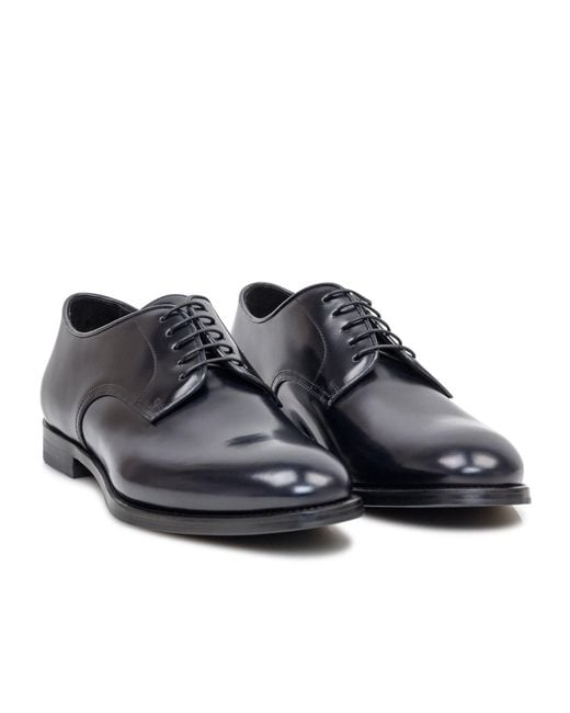 Doucal's Blue Almond Toe Derby Shoes for men