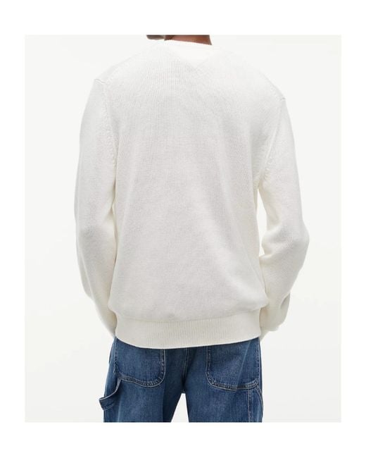 Tommy Hilfiger White Tommy Flag Textured Slim Jumper for men