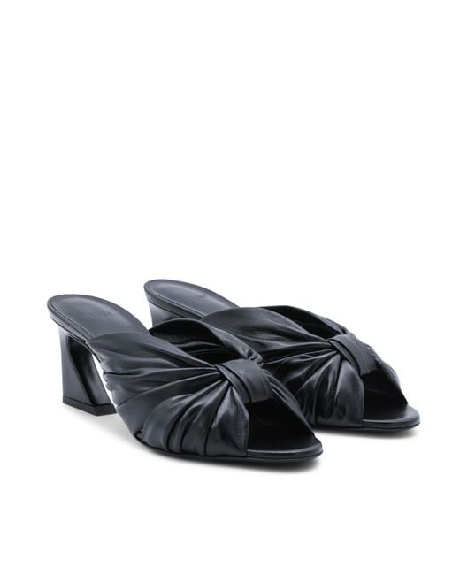Fendi Black Bow-Detailed Gathered Heeled Sandals