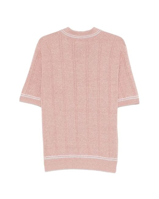Eleventy Pink Buttoned Knitted Polo Shirt for men