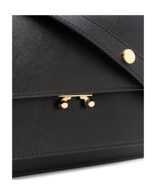 Marni Black Trunk Foldover Medium Shoulder Bag