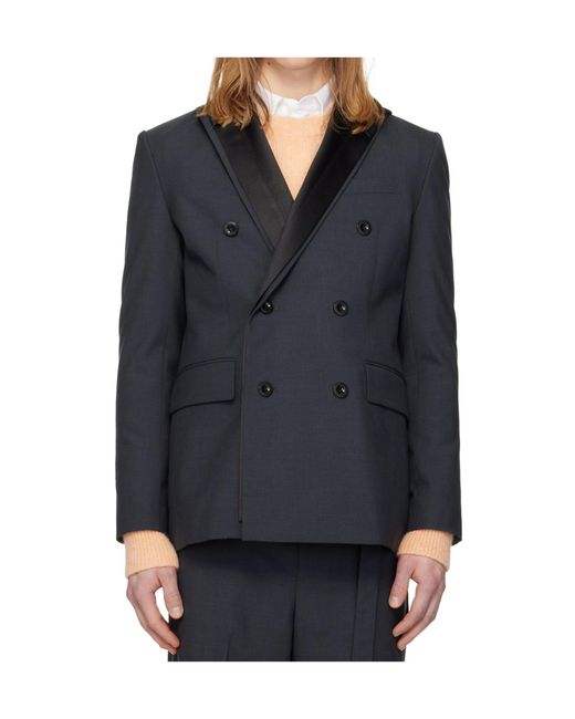 Sacai Blue Wool Blend Suit Jacket for men