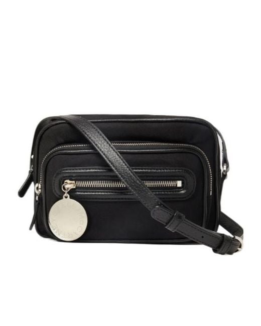 Stella McCartney Black Logo-Plaque Zipped Crossbody Bag