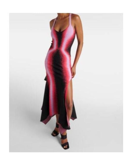 Y. Project Red Printed Knitted Midi Dress