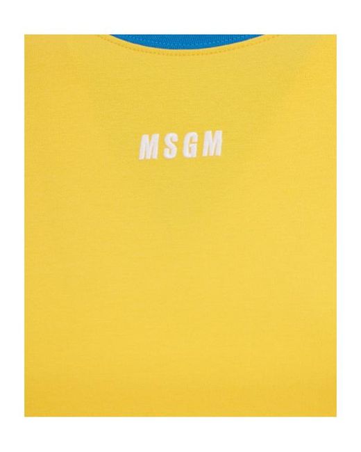 MSGM Yellow Cotton Blend T-Shirt