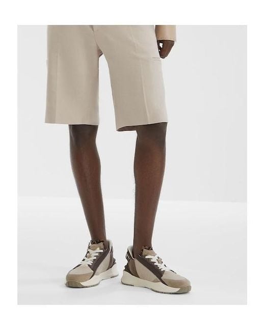 Fendi Brown Flow Lace-Up Sneakers for men