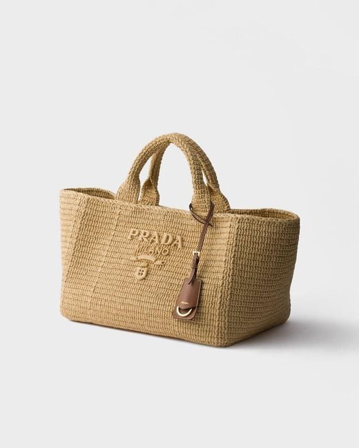 Prada Natural Crochet Large Top Handle Bag