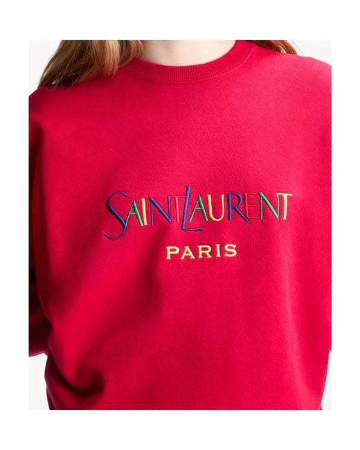 Saint Laurent Paris Embroidered Crewneck Sweatshirt