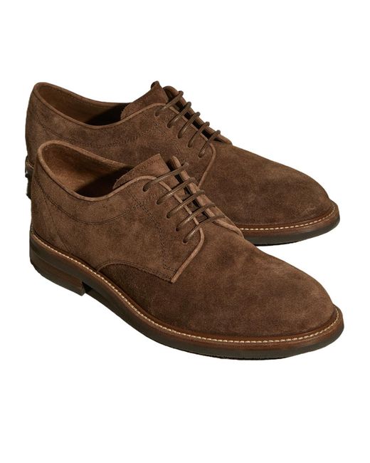 Brunello Cucinelli Brown Suede Oxford Shoes for men