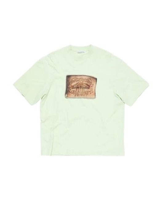 Acne Green Logo-Detailed T-Shirt for men
