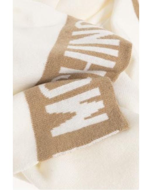 Moschino White Logo Intarsia Scarf for men