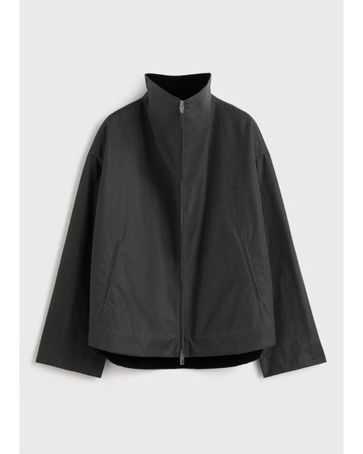 Totême  Black Totême Long Sleeved Corduroy-Collar Jacket