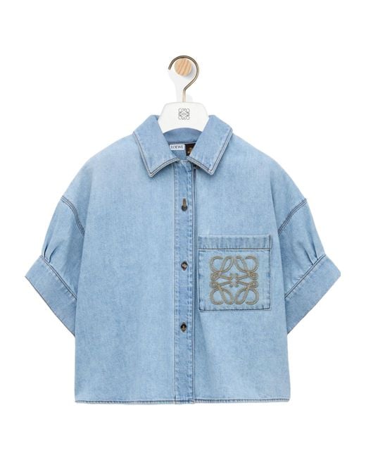 Loewe Blue Paulas Ibiza Cropped Logo-Pocket Top