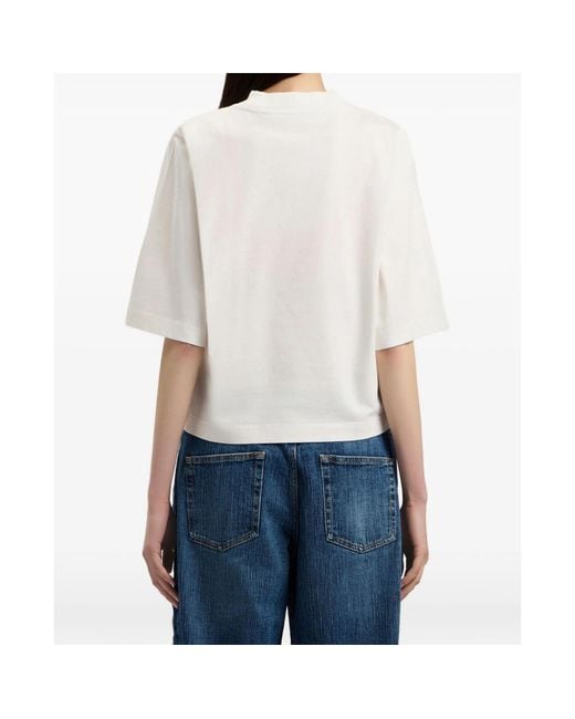 Palm Angels White Curved Logo Boxy T-Shirt