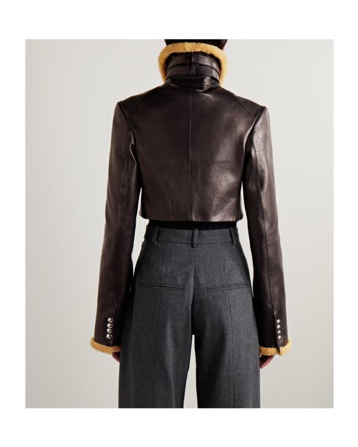 Khaite Black Jodie Shearling-Trim Button Jacket