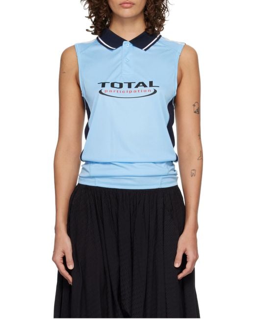 Martine Rose Blue Shrunken Football Collared Sleeveless Polo Shirt for men