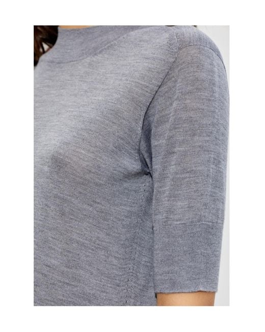 Jil Sander Gray Mock-Neck Knitted Top