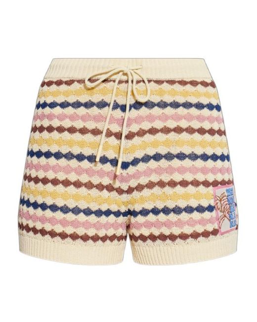 Zimmermann Natural Zim Awaken Scallop Knit Short Multi Stripe