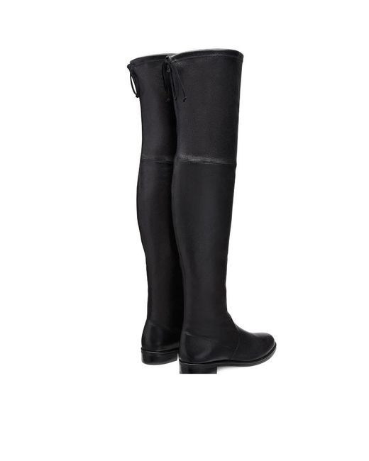 Stuart Weitzman Black Round-Headed Knee-Crossing Boots