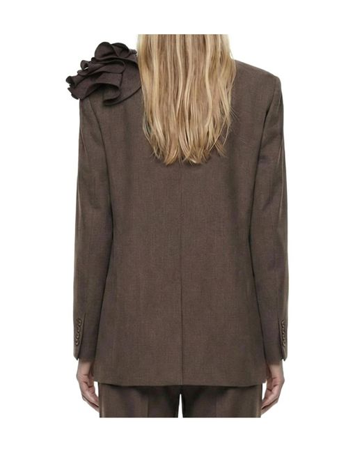 Magda Butrym Brown Floral-Appliqué Blazer