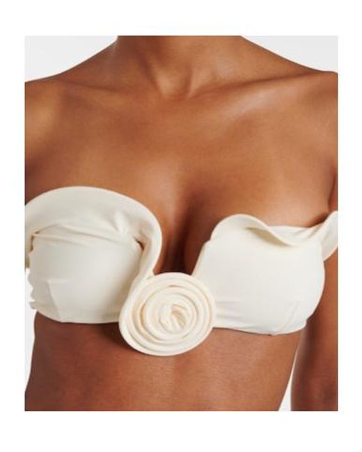 Magda Butrym White Floral-Appliqué Bikini Top
