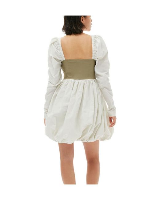 Ganni White Taffeta Mix Balloon Mini Dress