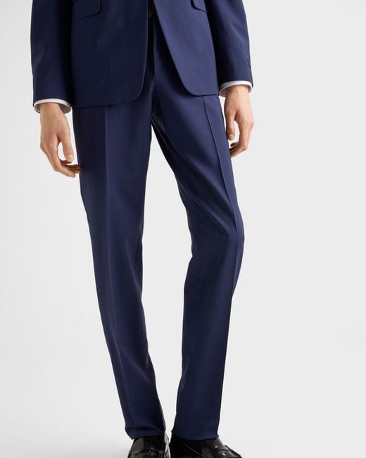 Prada Blue Single Breasted Wool And Mohair Suit for men