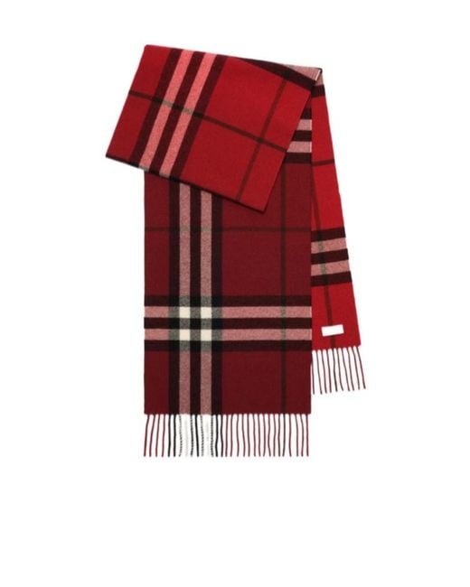 Burberry Red Gradient Check Cashmere Scarf